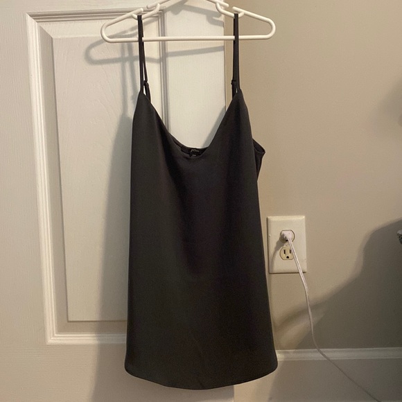 J Crew 00 Slate Grey Silky V-Neck Camisole with Adjustable Spaghetti Straps - Picture 2 of 5